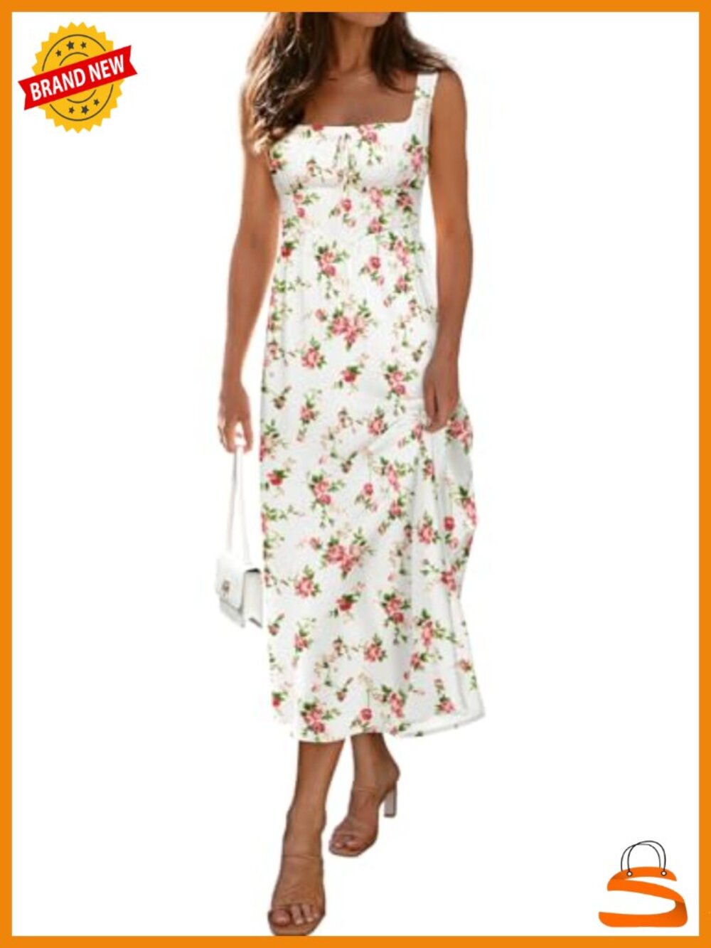 Women's Sleeveless Corset Bustier Midi Dress with Side Pockets